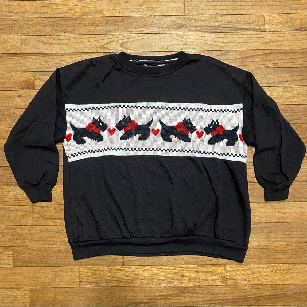 Vintage Ugly Christmas Sweater Scottie Dog Design (No Size Tags) Separate Issue
